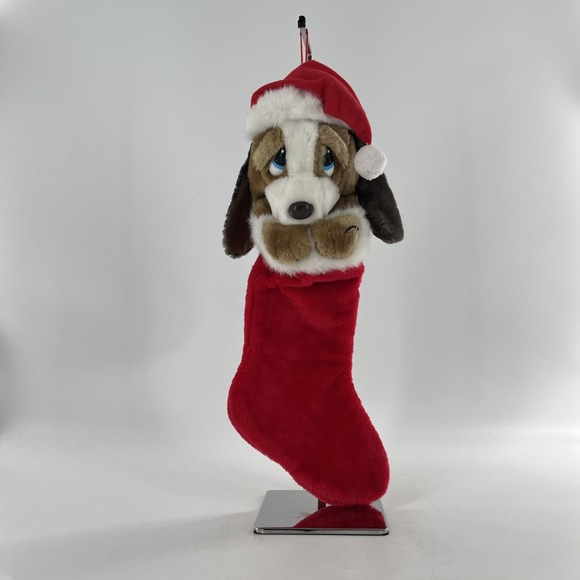 Vintage Sad Sam Puppy Dog 3D Plush Christmas Stocking Stuffed Animal Droopy 19" - Picture 5 of 5
